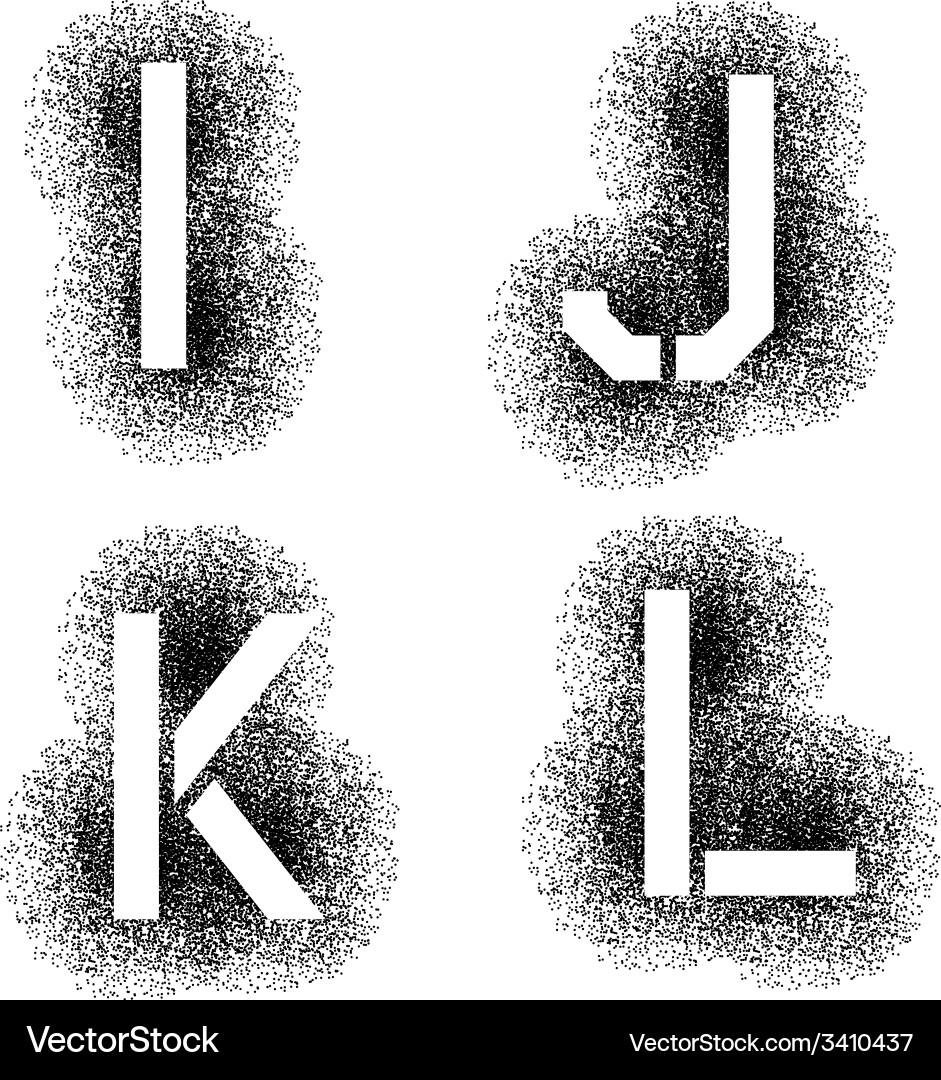 Stencil angular spray font letters i j k l Vector Image
