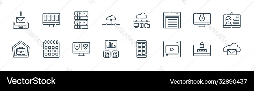 Telecommuting line icons linear set quality Telecommuting line icons linear set quality vector image