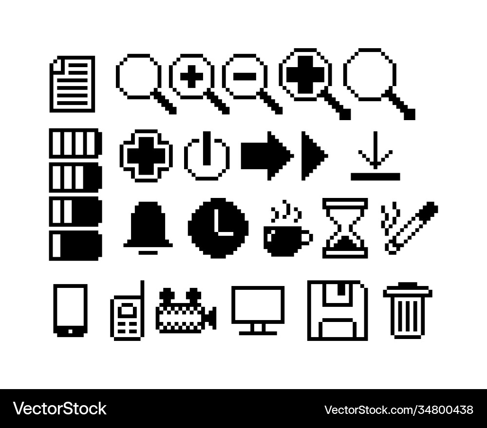8-bit Pixel Icons - Retro Game Style vector image