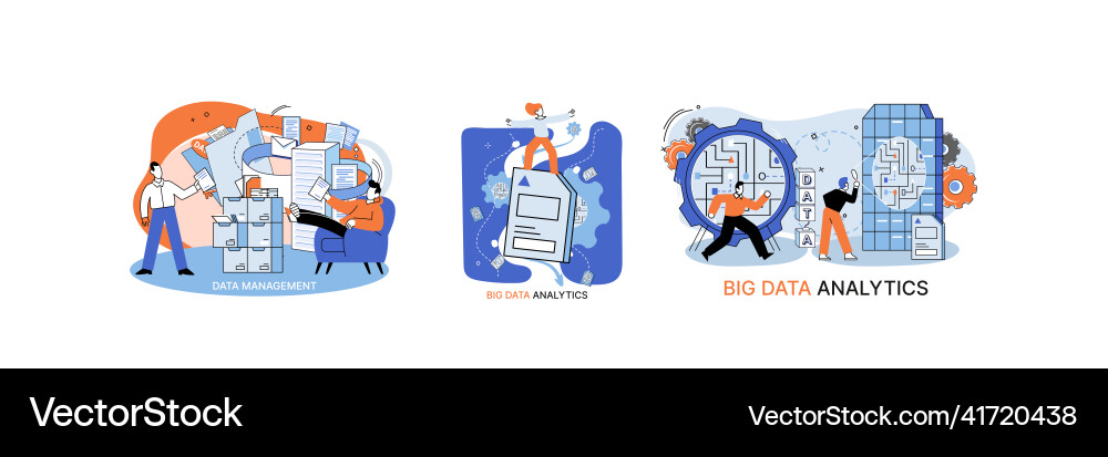 Big data analytics process of analyzing complex Big data analytics process of analyzing complex Vector Image
