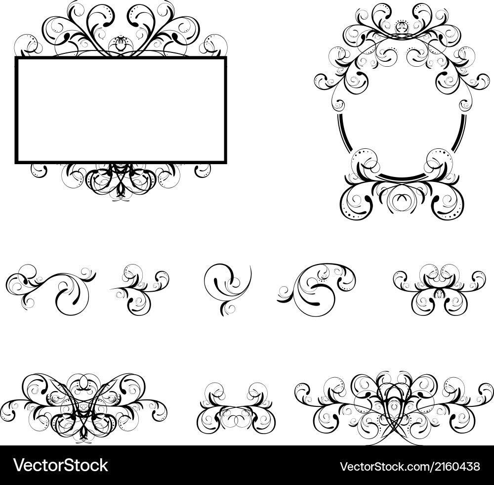 Black & White Floral Swirls Vector Image