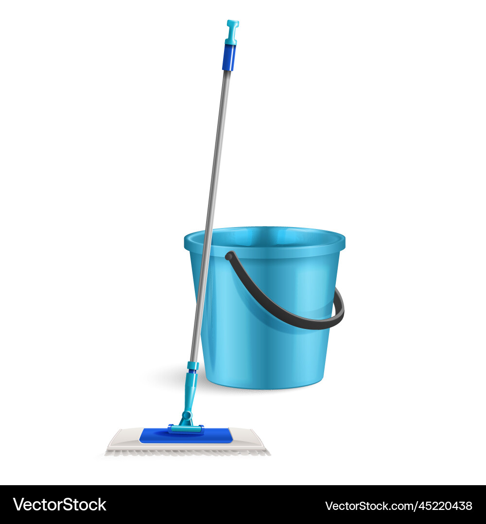 Bucket with mop composition Bucket with mop composition vector image