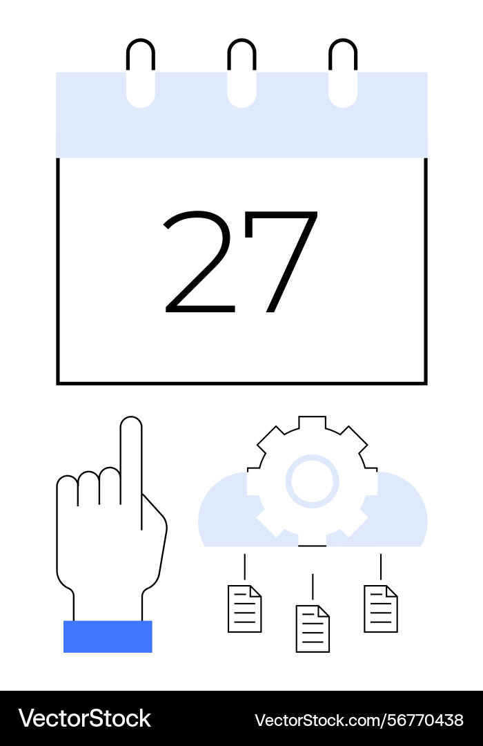 Calendar date with number 27 pointing hand Calendar date with number 27 pointing hand vector image