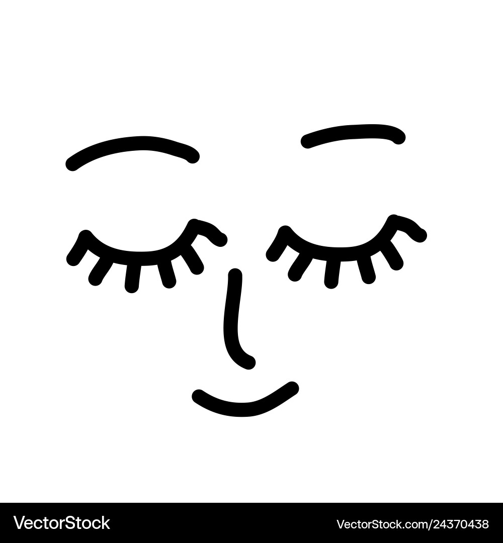 Closed eyes face simple sketch dream – Royalty-Free Vector | VectorStock, image size:1000x1080