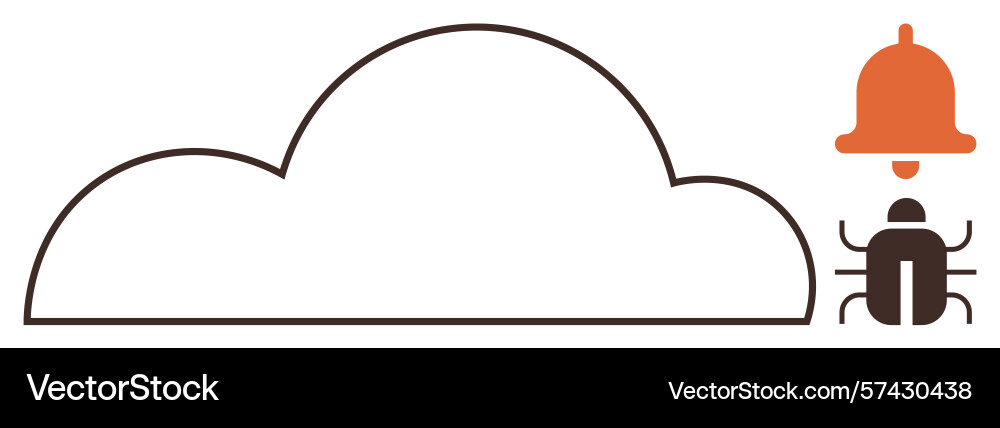 Cloud-based bug alert system represented by cloud Cloud-based bug alert system represented by cloud vector image