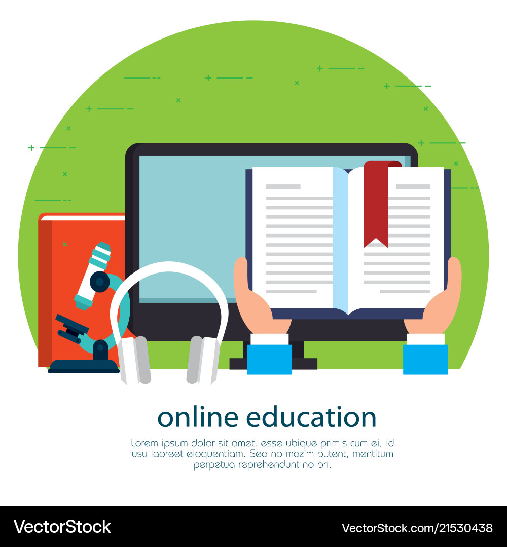 Education on line with desktop display Education on line with desktop display vector image