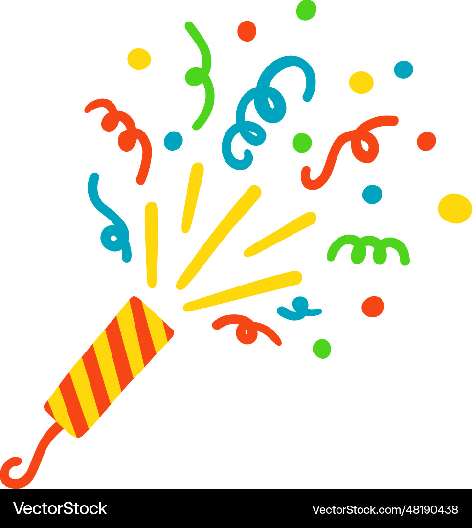 Exploding party popper cracker with colorful Exploding party popper cracker with colorful vector image