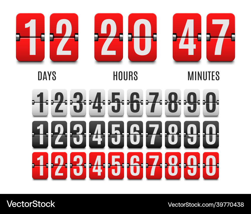 Flip Countdown Taktzähler Countdownboard Flip Countdown Taktzähler Countdownboard vektorbild