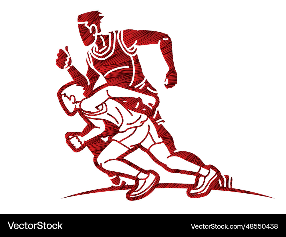 Group of runner action start running men run Vector Image