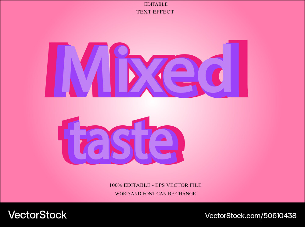 Mixed taste editable text effect emboss style Mixed taste editable text effect emboss style Vector Image