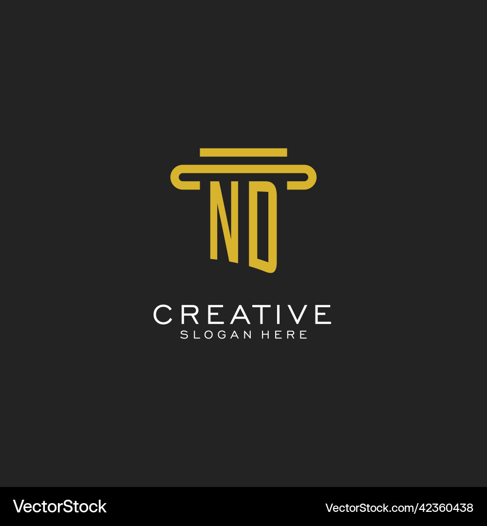 Nd initial logo with simple pillar style design Vector Image