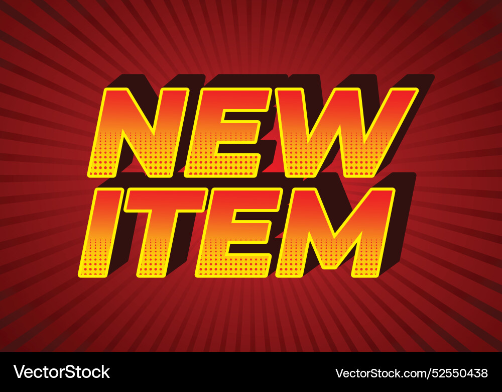 New item text effect in 3d style for print ad New item text effect in 3d style for print ad vector image