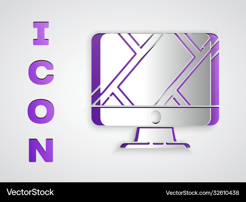 Paper cut computer monitor and folded map Paper cut computer monitor and folded map vector image