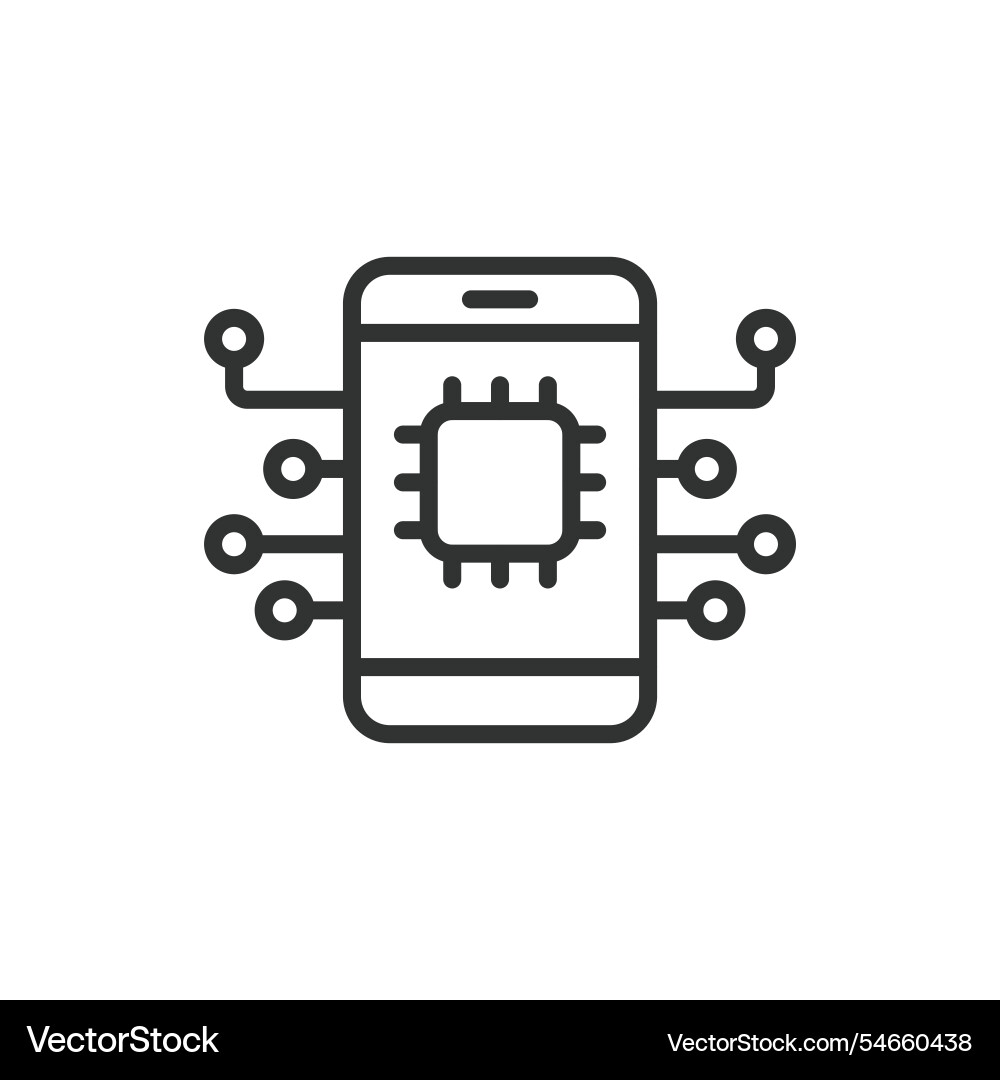 Phone processor chip icon in line design Phone processor chip icon in line design Vector Image