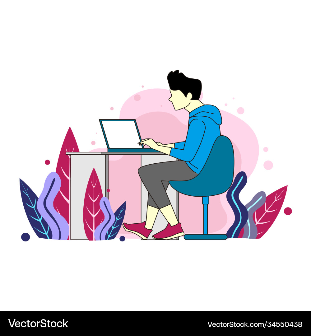 Programmer works at home computer remote Programmer works at home computer remote vector image