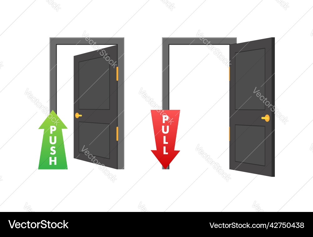 Pull push in flat style on white background Pull push in flat style on white background vector image