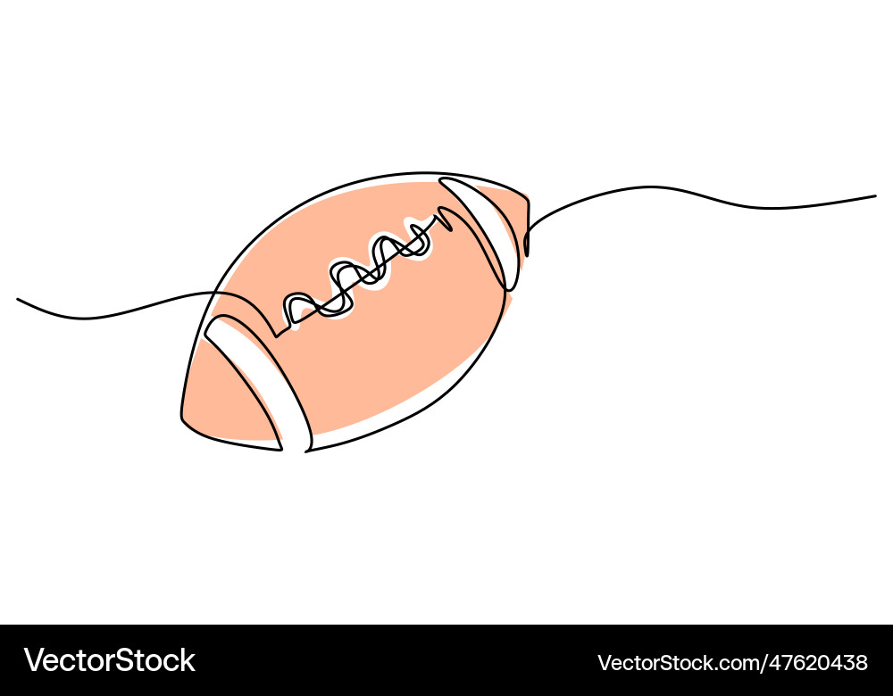 Rugby ball one line drawing continuous hand drawn Rugby ball one line drawing continuous hand drawn vector image