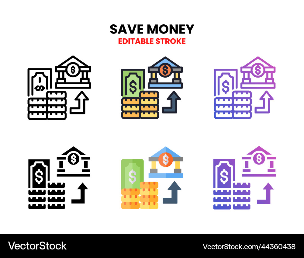 Save money icon set with different styles Save money icon set with different styles vector image