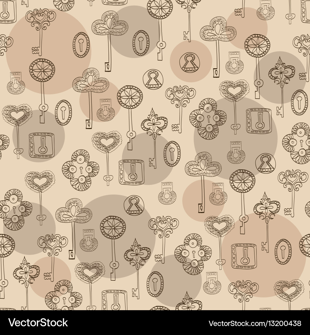 Seamless black and white pattern with keys vector image