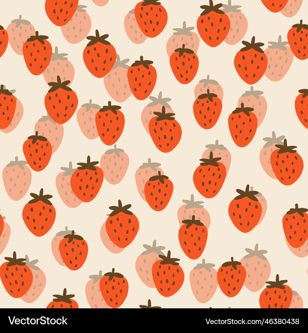 Seamless pattern with strawberry on color Vector Image