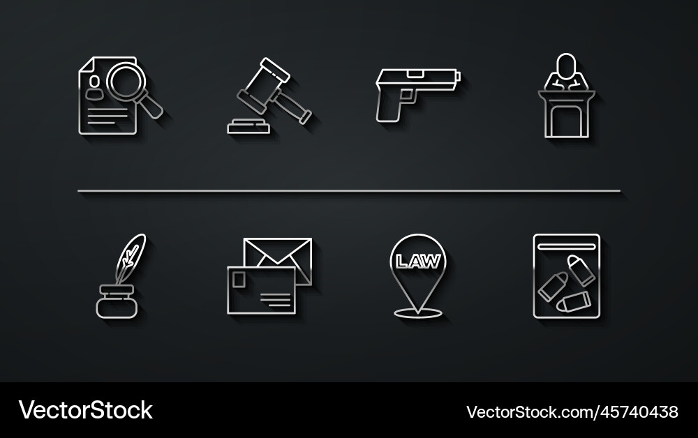 Set line paper analysis magnifying feather Vector Image