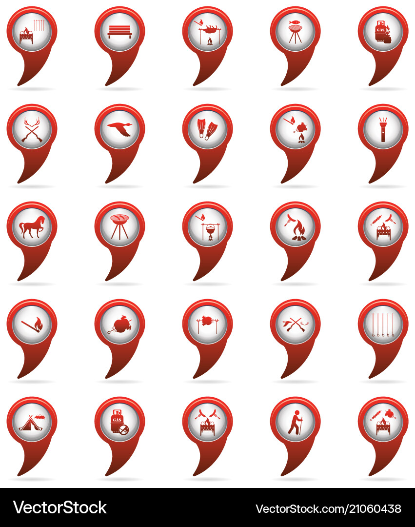 Set of tourism service map pointers vector image