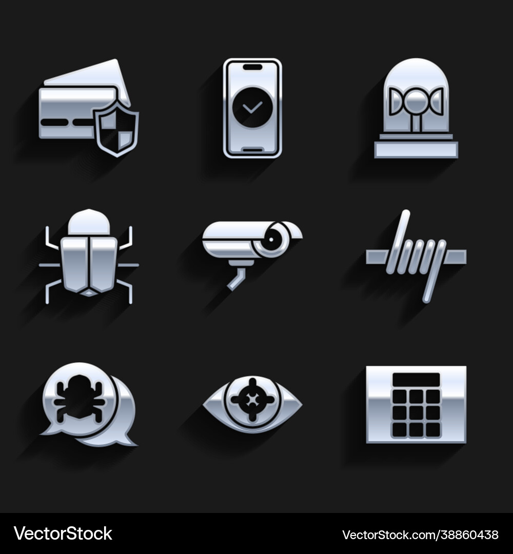 Set security camera eye scan password protection Set security camera eye scan password protection vector image