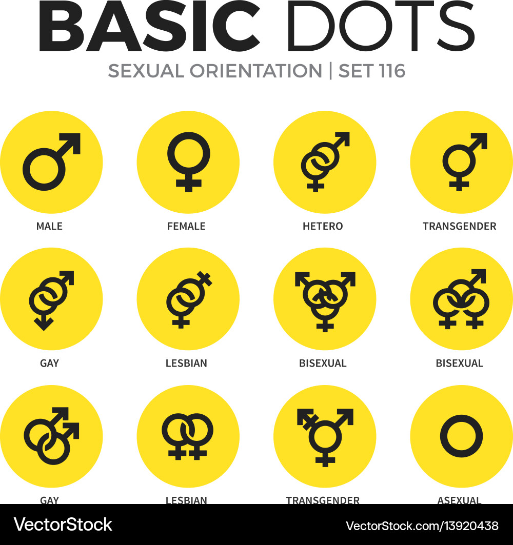 Sexual orientation flat icons set vector image