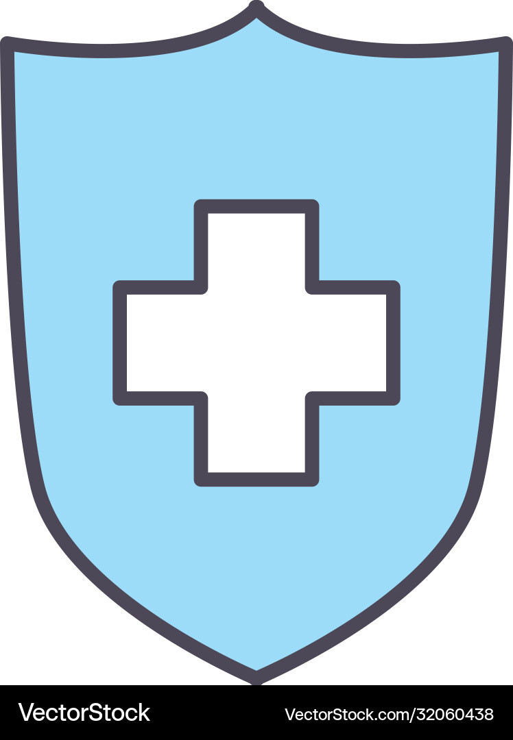 Shield with cross line and fill style icon vector image