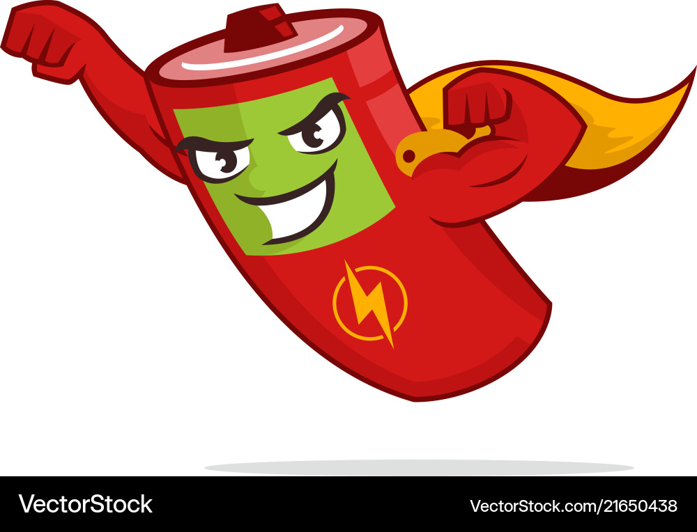 Superhero Battery Mascot Vector Image