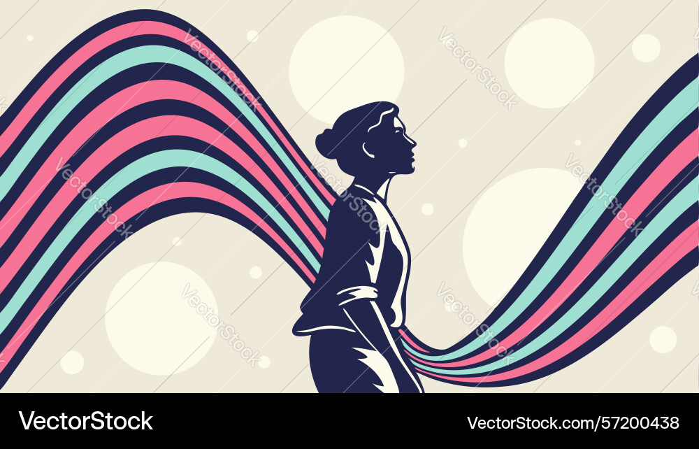 Womans profile with abstract flowing lines art vector image
