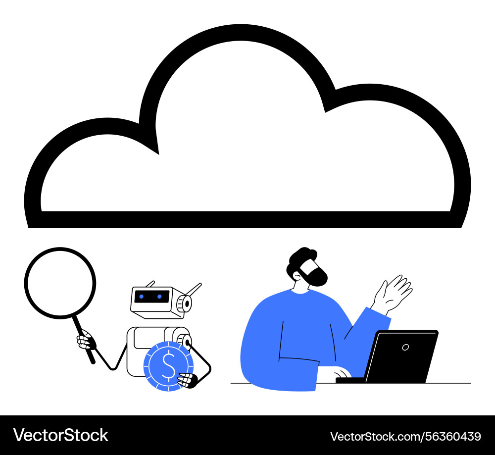 Cloud computing concept with ai assistant vector image