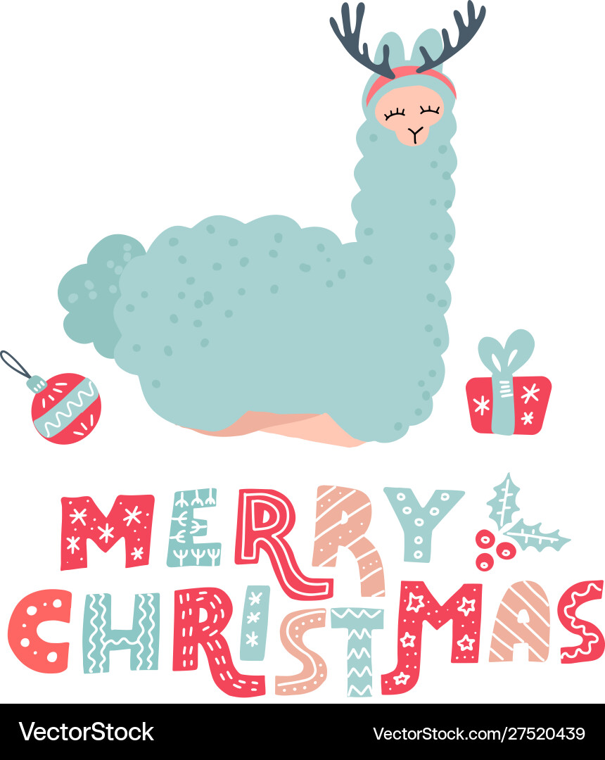 Cute cartoon alpaca with overhead antlers Cute cartoon alpaca with overhead antlers vector image