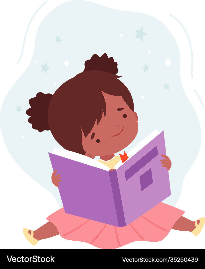 Cute Girl Reading a Book vector image