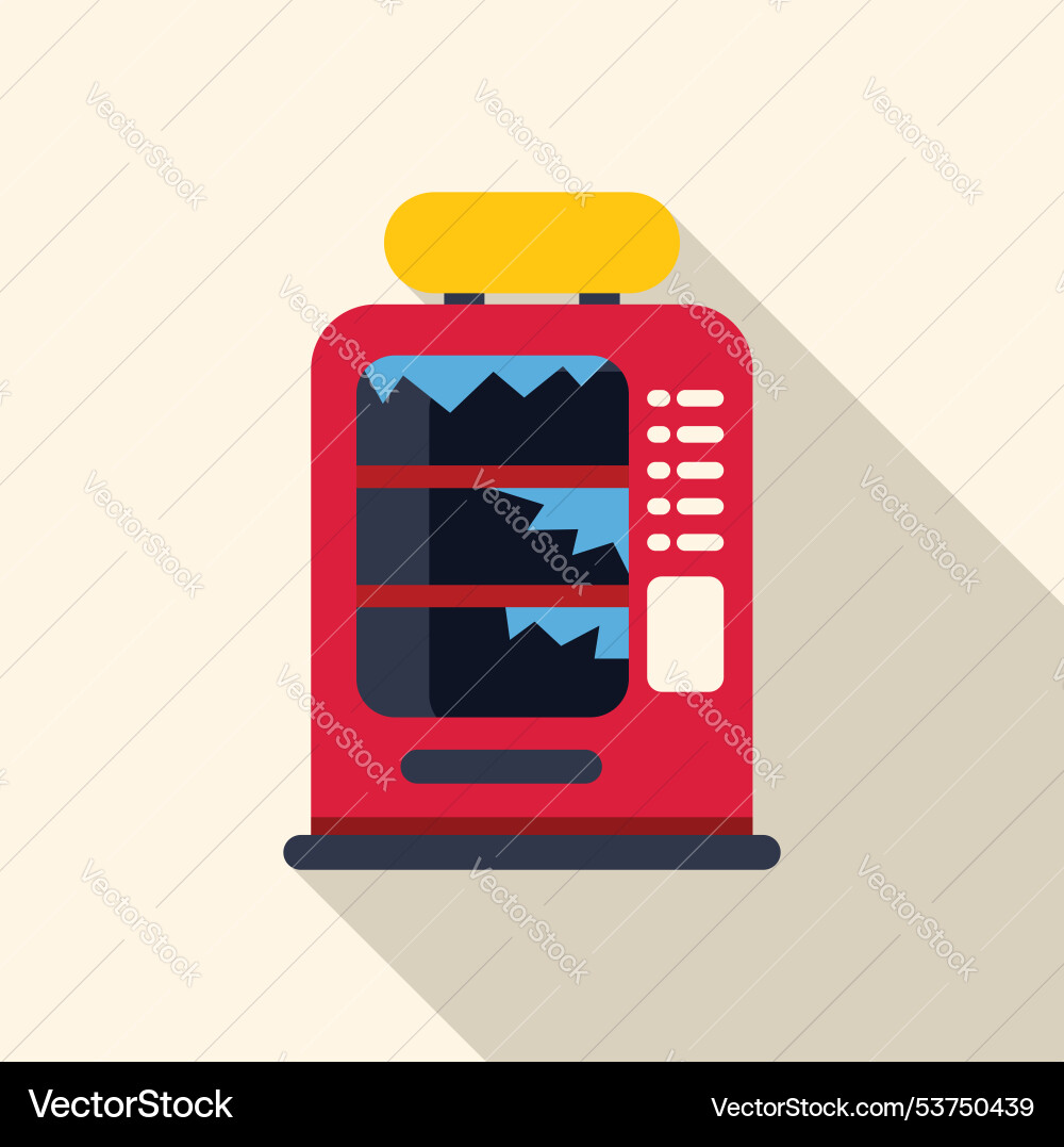 Empty vending machine with broken glass vector image