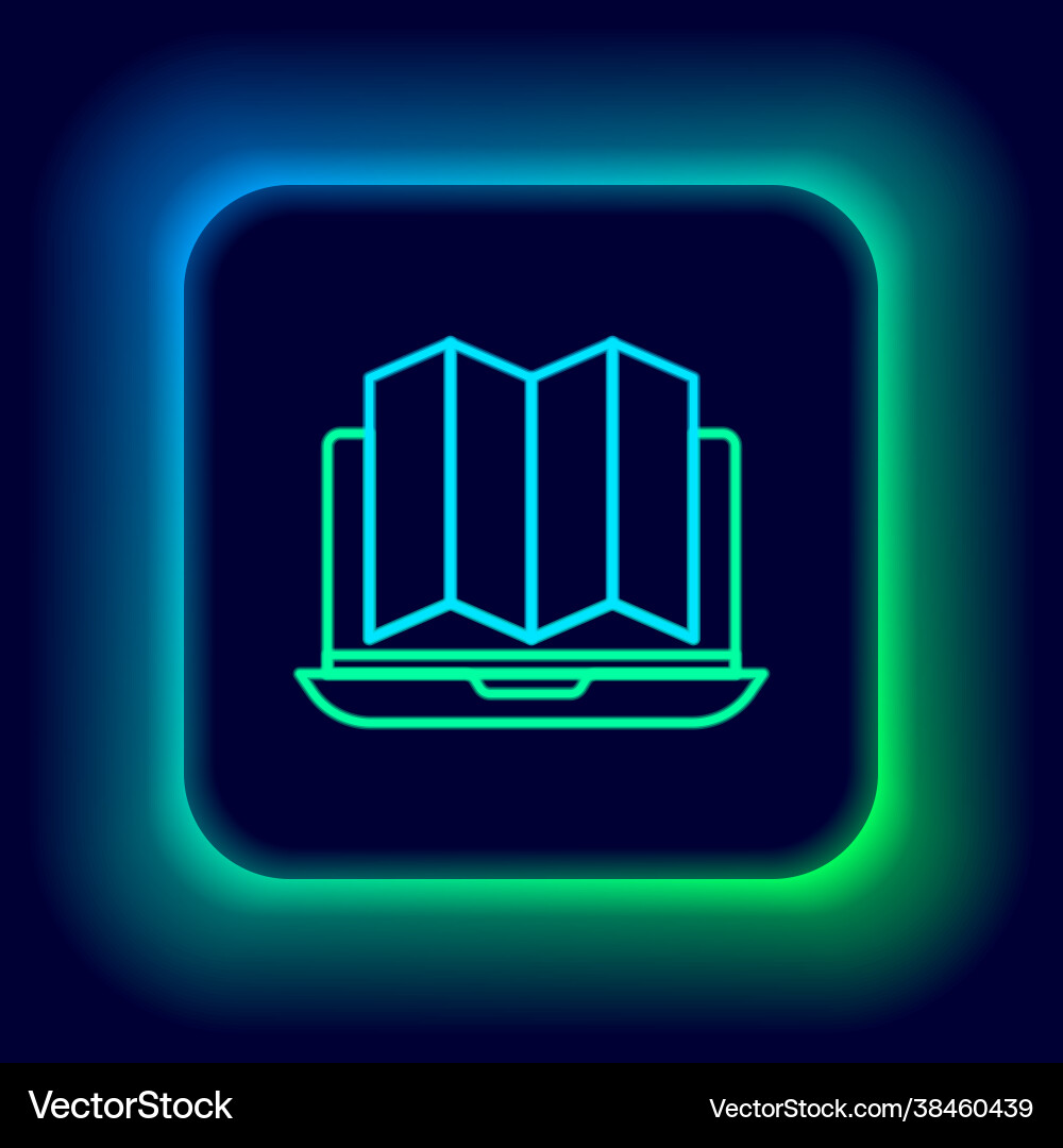 Glowing neon line location forest on a map Glowing neon line location forest on a map vector image