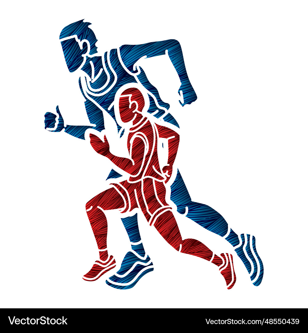 Group of runner action start running men run Vector Image