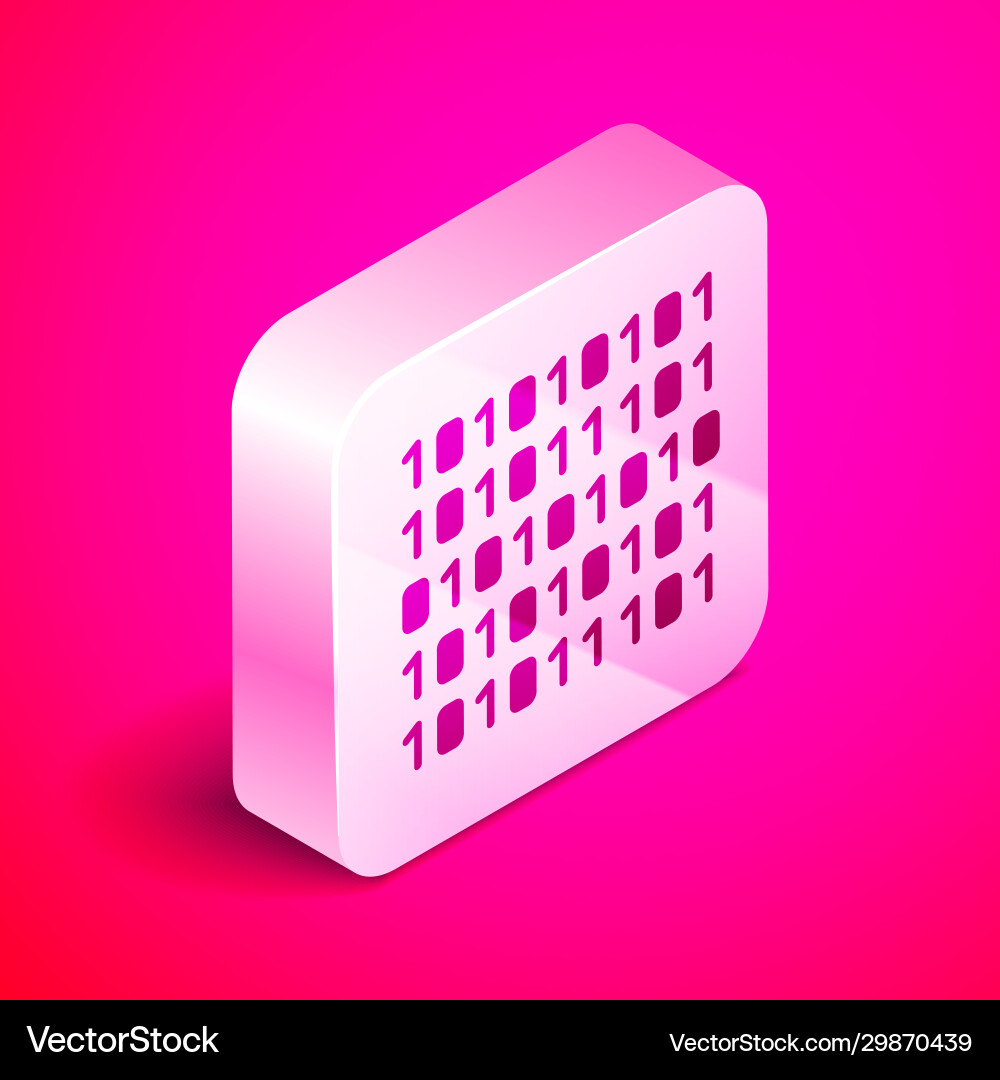 Isometric binary code icon isolated on pink vector image