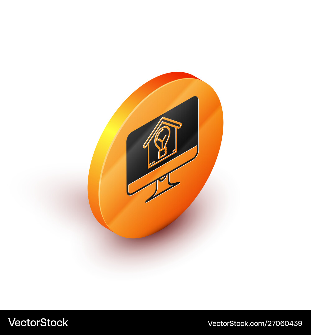 Isometric computer monitor with smart house Vector Image
