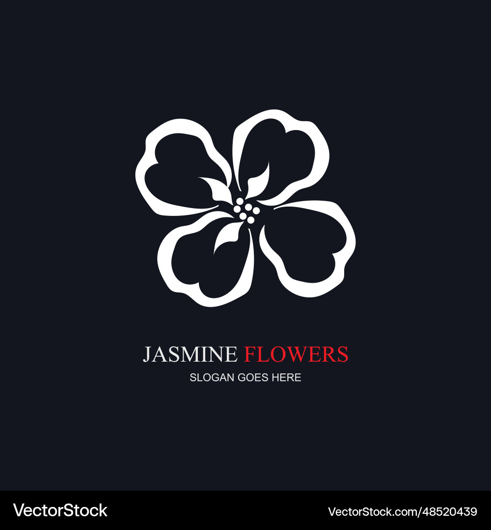 Jasmine element logo round emblem in minimal Vector Image