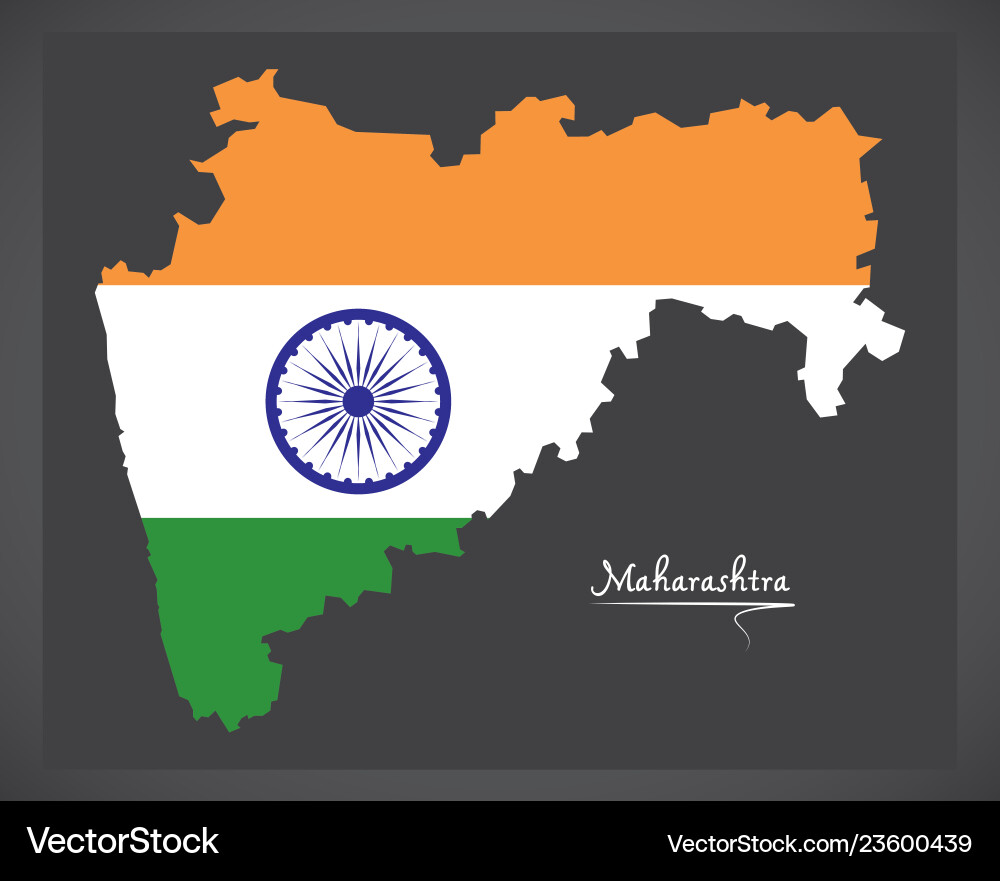 Maharashtra map with indian national flag Maharashtra map with indian national flag vector image