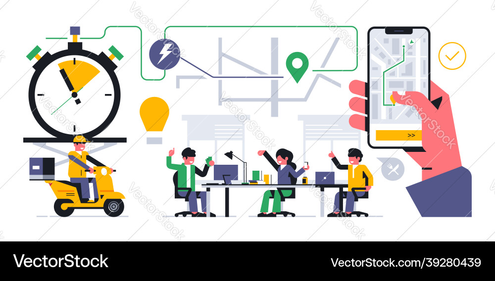 Online food delivery service to your home office Online food delivery service to your home office vector image