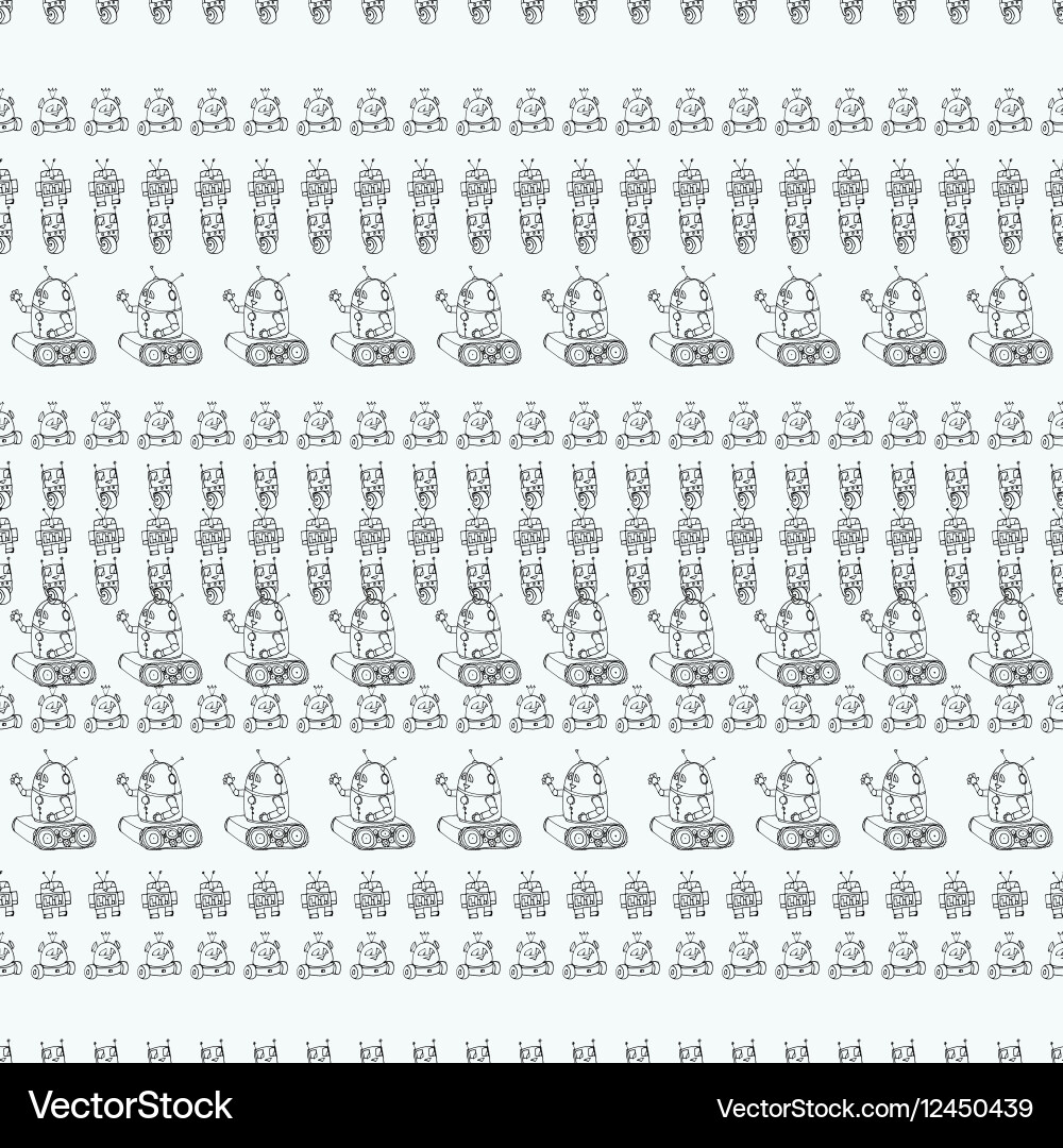 Robot doodles pattern vector image
