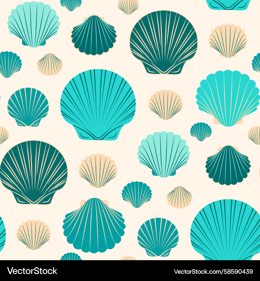 Sea shells seamless pattern on light background Vector Image