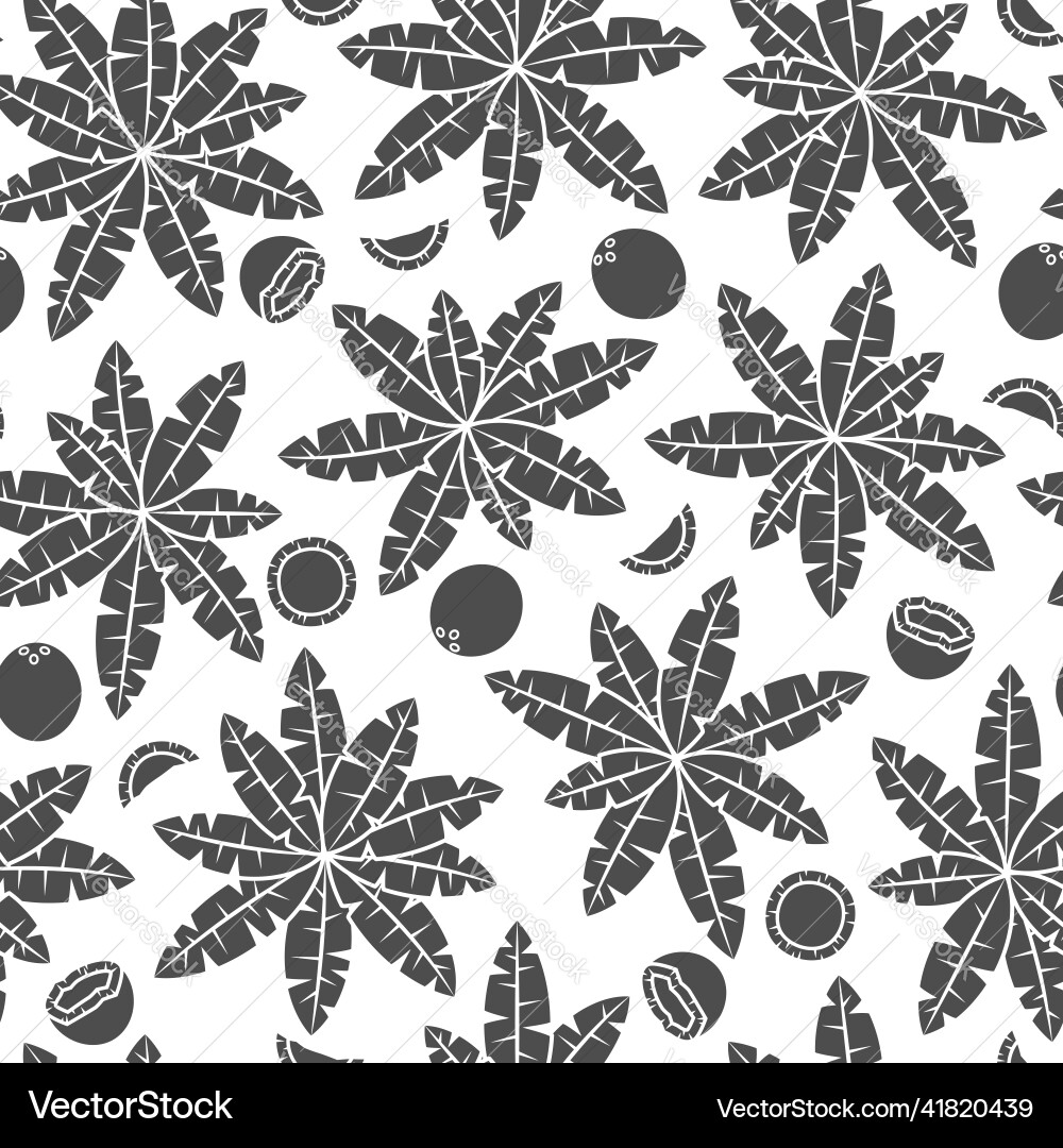 Seamless pattern with palm trees and coconuts Seamless pattern with palm trees and coconuts vector image