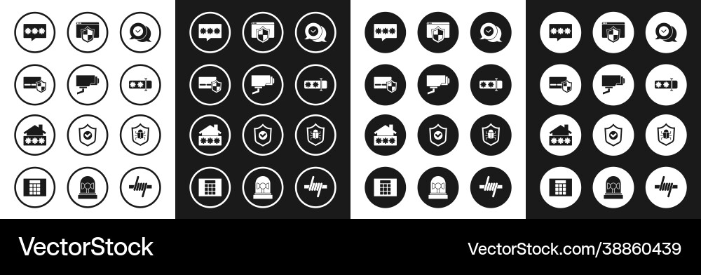 Set check mark in speech bubble security camera vector image