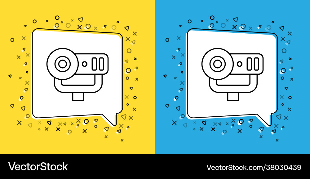 Set line web camera icon isolated on yellow Vector Image