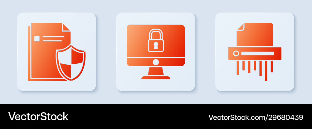 Set lock on computer monitor screen document Set lock on computer monitor screen document vector image