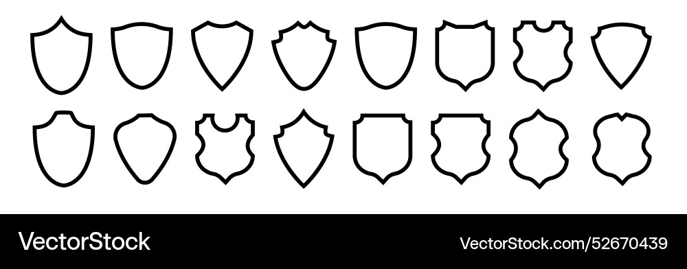Shield frame set collection signs empty vector image