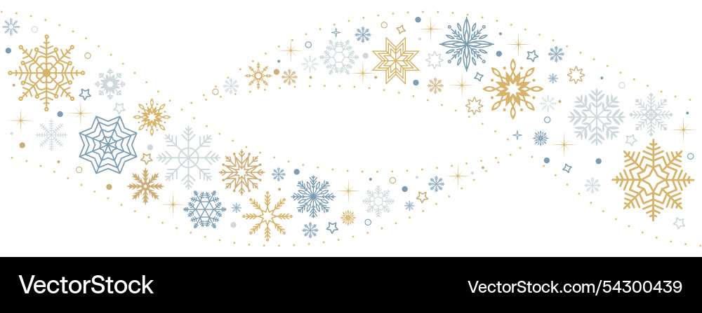 Snowflakes wavy seamless pattern flat color frame Snowflakes wavy seamless pattern flat color frame vector image